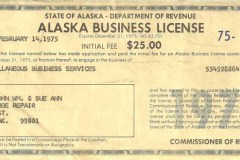 The original business license, 1975.